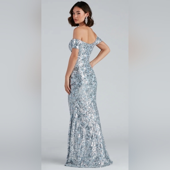 Windsor Carter Sequin Scroll A-line Formal Dress - Picture 3 of 15